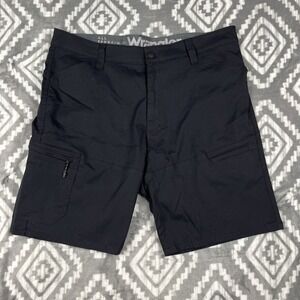 Wrangler ATG Tech Shorts Mens 38 Black Outdoor Flex Cargo Zip Pocket Stretch
